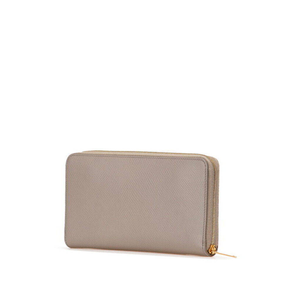 Celine long leather zip greige wallet around
